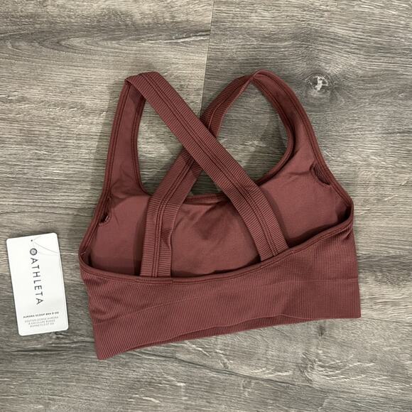 NWT Athleta Aurora Ribbed Scoop Bra D-DD "Tawny Rose" - Picture 4 of 10